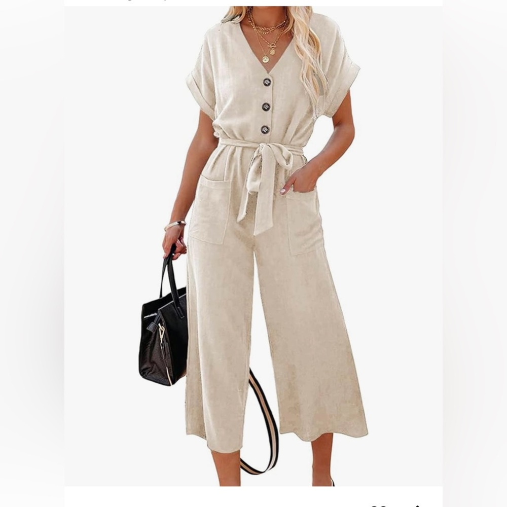 Wide-Leg Jumpsuit with Tie Belt